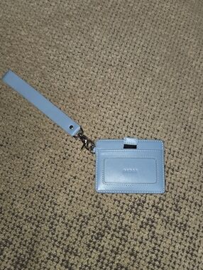 ANDAR Light Blue Leather Card Wallet with Wrist Clip